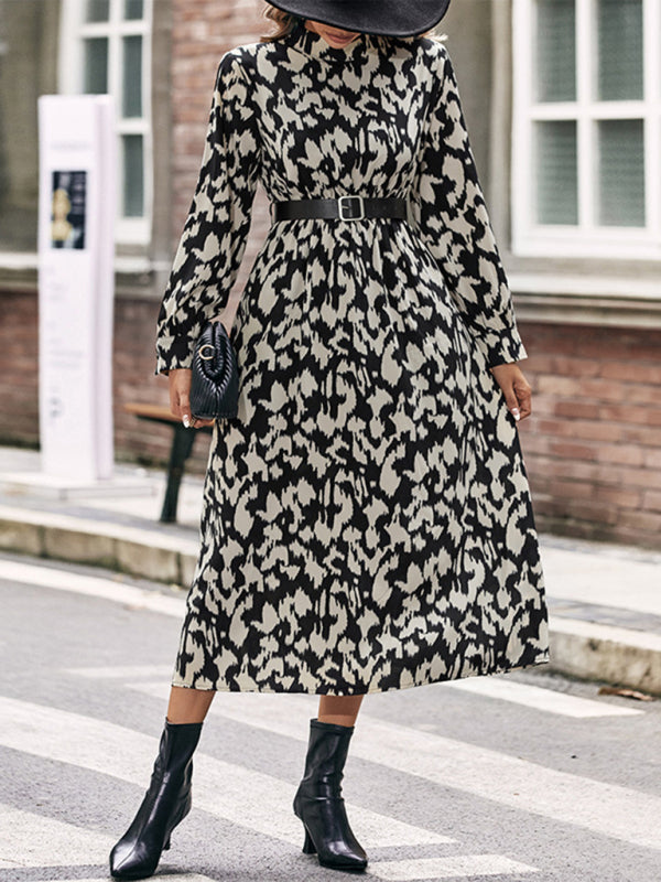 Blue Zone Planet | Elegant Long Sleeve Leopard Print Dress BLUE ZONE PLANET