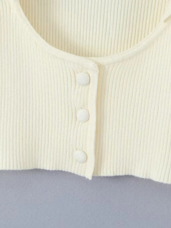 Lapel Long-sleeved Jacket + Color Matching Spaghetti Straps + Pleated Skirt kakaclo