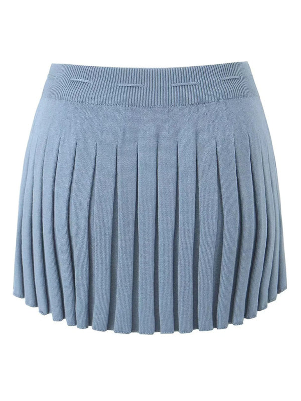 Lapel Long-sleeved Jacket + Color Matching Spaghetti Straps + Pleated Skirt kakaclo