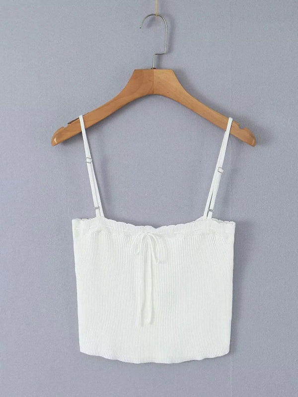 Lapel Long-sleeved Jacket + Color Matching Spaghetti Straps + Pleated Skirt kakaclo