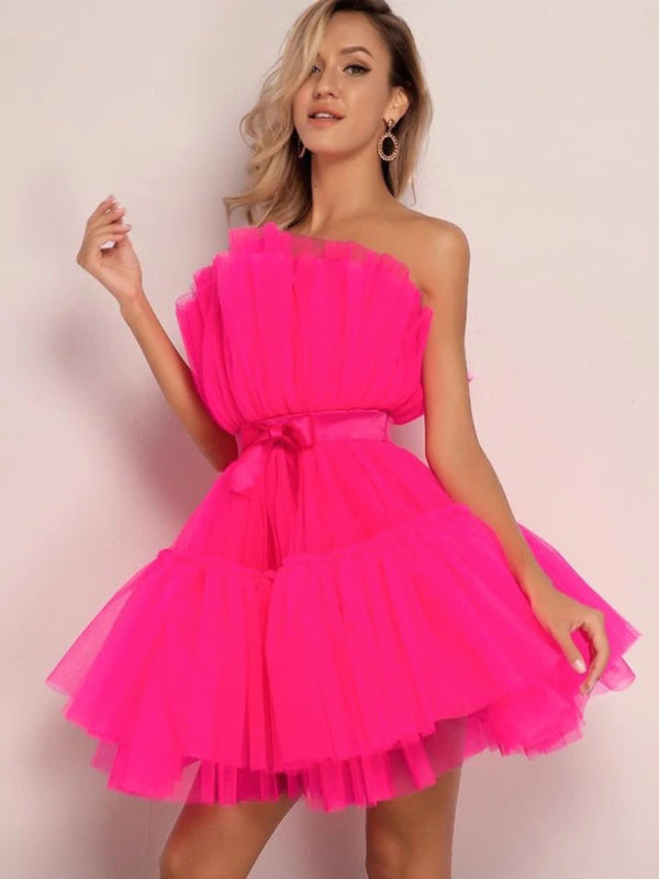 New tube top style mesh temperament bow tutu skirt dress kakaclo