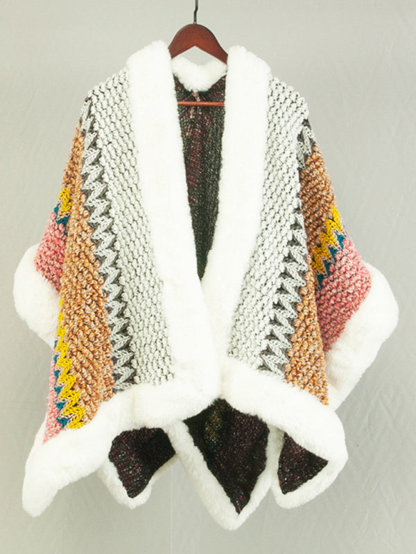 Women's new cape with stylish thickened cardigan mid-length loose coat kakaclo