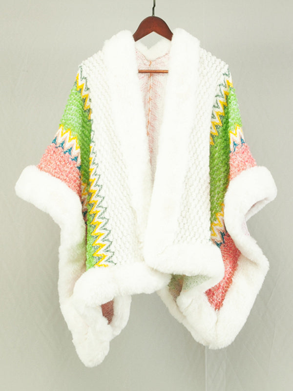 Women's new cape with stylish thickened cardigan mid-length loose coat kakaclo