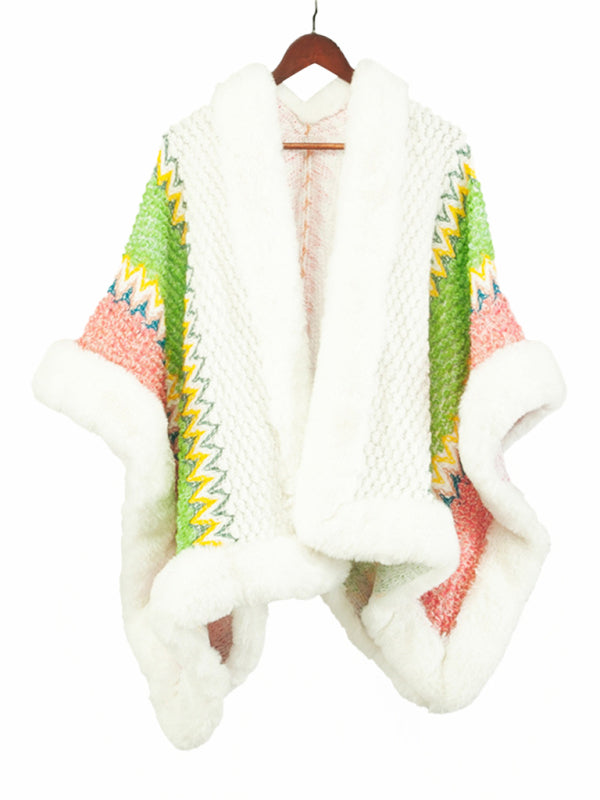 Women's new cape with stylish thickened cardigan mid-length loose coat kakaclo