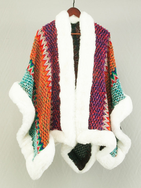 Women's new cape with stylish thickened cardigan mid-length loose coat kakaclo