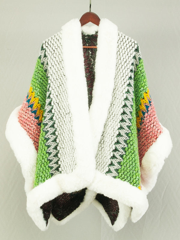 Women's new cape with stylish thickened cardigan mid-length loose coat kakaclo