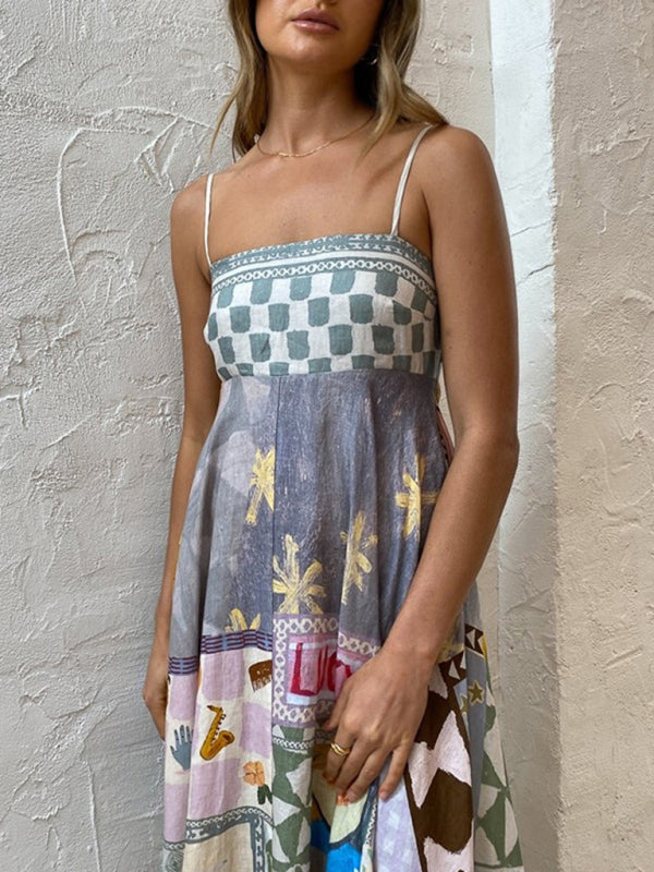 Blue Zone Planet | Zoe's Printed Swing Slip Maxi Dress BLUE ZONE PLANET