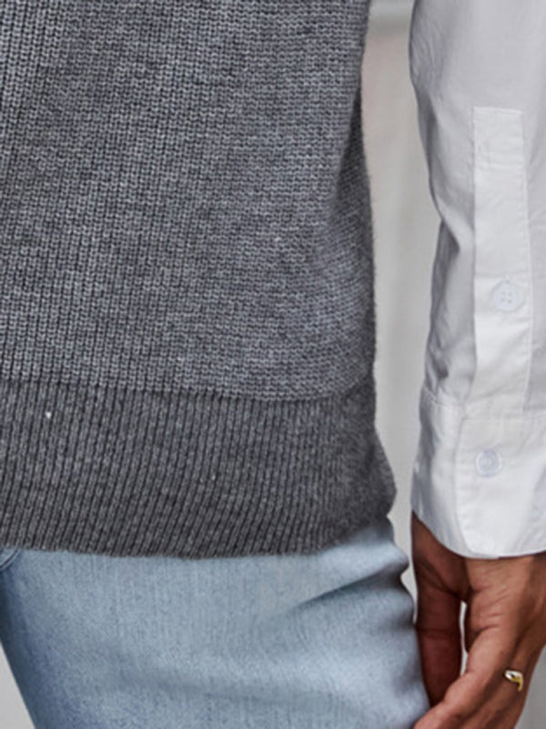 Blue Zone Planet | Premium gray V-neck sweater vest design sleeveless waistcoat top loose pullover vest kakaclo