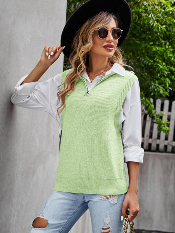 Blue Zone Planet | Premium gray V-neck sweater vest design sleeveless waistcoat top loose pullover vest kakaclo