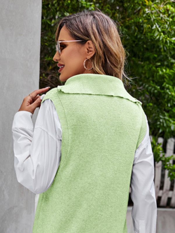 Blue Zone Planet | Premium gray V-neck sweater vest design sleeveless waistcoat top loose pullover vest kakaclo
