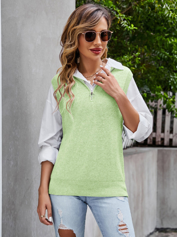 Blue Zone Planet | Premium gray V-neck sweater vest design sleeveless waistcoat top loose pullover vest kakaclo