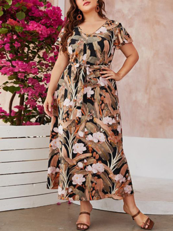 New plus size commuting loose printed dress BLUE ZONE PLANET