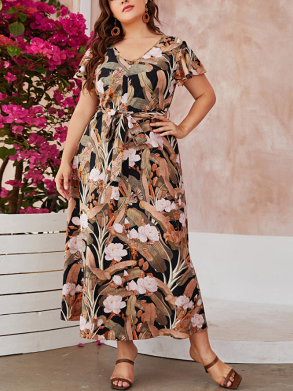 New plus size commuting loose printed dress BLUE ZONE PLANET