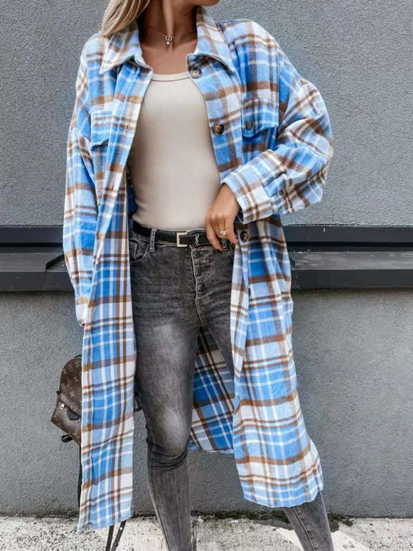 long plaid shirt jacket BLUE ZONE PLANET
