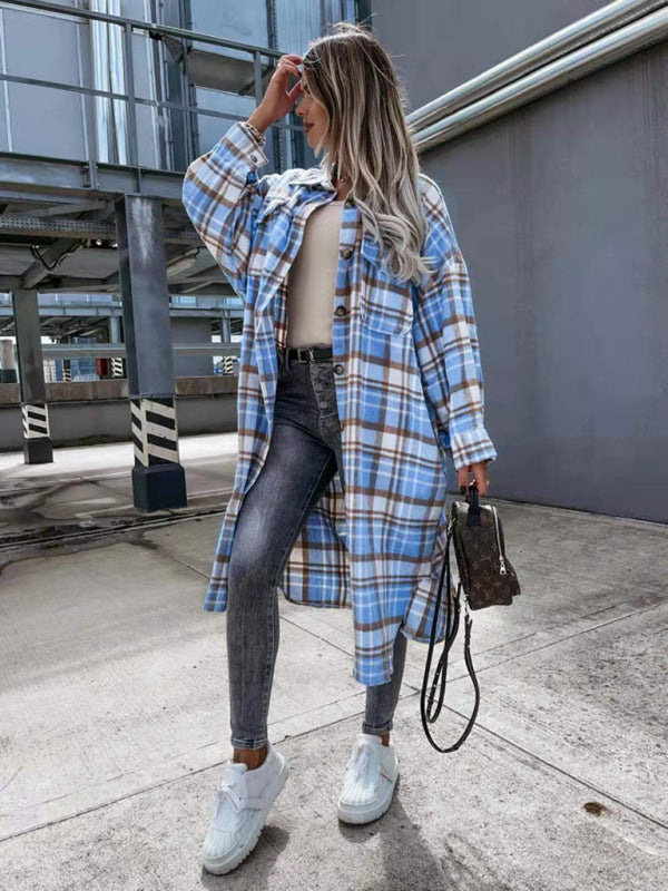 long plaid shirt jacket BLUE ZONE PLANET