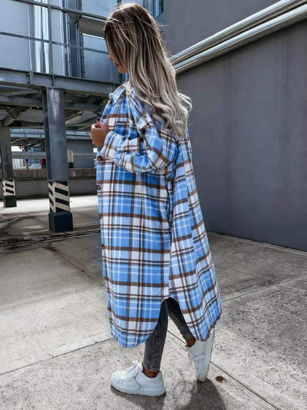 long plaid shirt jacket BLUE ZONE PLANET