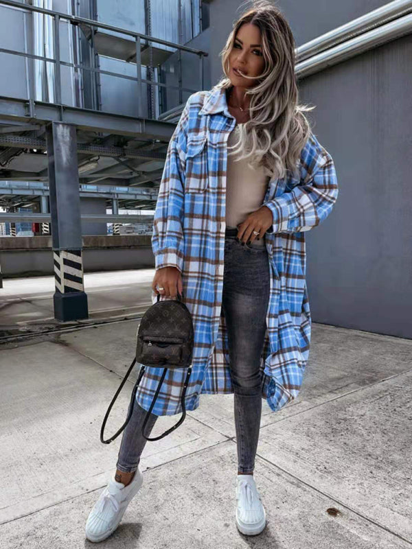 long plaid shirt jacket BLUE ZONE PLANET