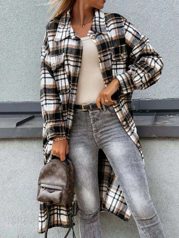 long plaid shirt jacket BLUE ZONE PLANET