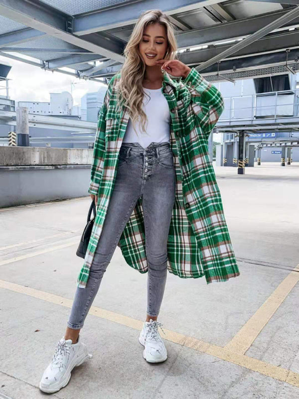 long plaid shirt jacket BLUE ZONE PLANET