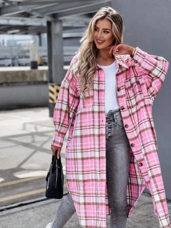 long plaid shirt jacket BLUE ZONE PLANET