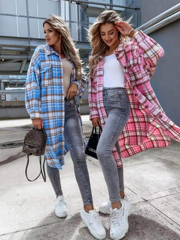 long plaid shirt jacket BLUE ZONE PLANET