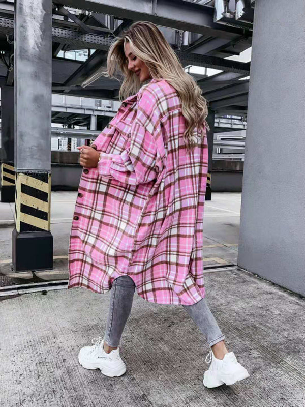 long plaid shirt jacket BLUE ZONE PLANET