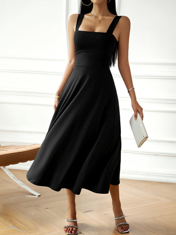 Fashion and elegant solid color spaghetti strap dress kakaclo