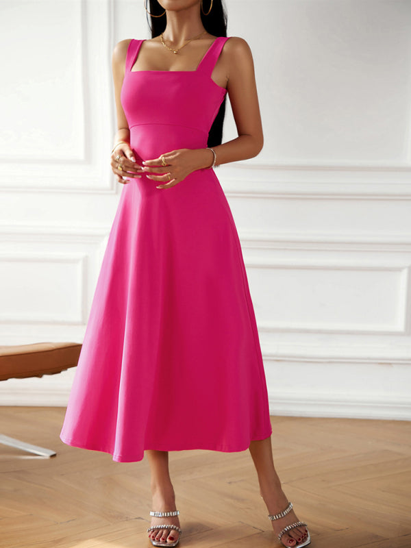 Fashion and elegant solid color spaghetti strap dress kakaclo