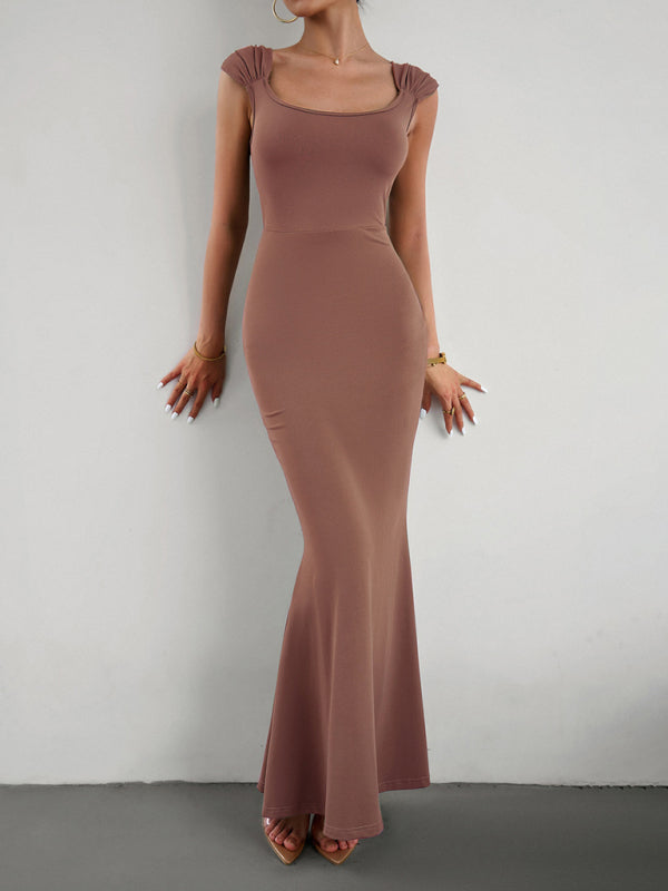 Fashion Slim Fit Square Neck Knitted Dress kakaclo