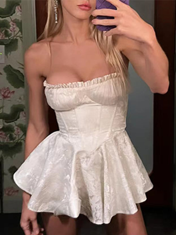 Women's new elegant and sweet short tube top dress (gloves not included) kakaclo
