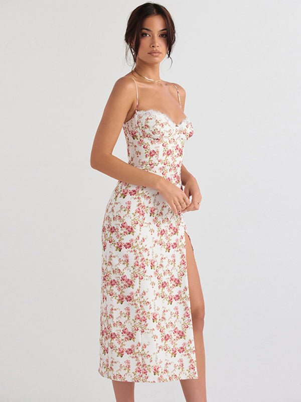 Blue Zone Planet | small floral slit spaghetti strap dress BLUE ZONE PLANET