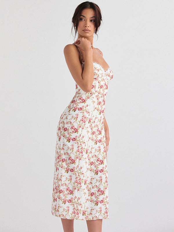 Blue Zone Planet | small floral slit spaghetti strap dress BLUE ZONE PLANET