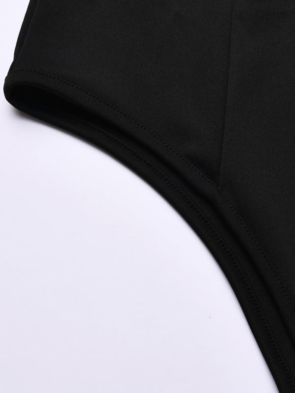 Square neck backless long sleeve bodysuit BLUE ZONE PLANET