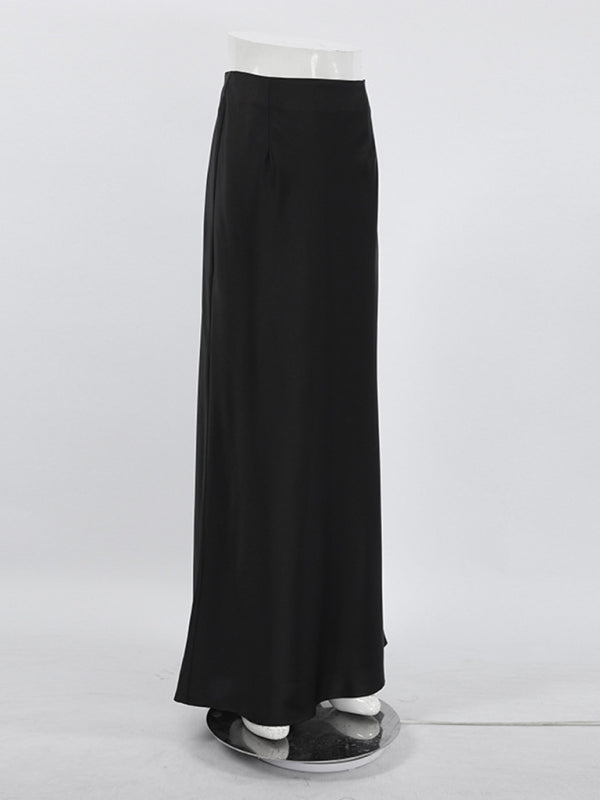 Blue Zone Planet | Elegant high-waisted satin satin long skirt BLUE ZONE PLANET