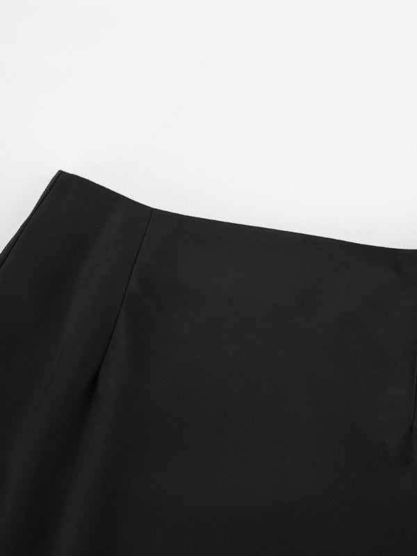 Blue Zone Planet | Elegant high-waisted satin satin long skirt BLUE ZONE PLANET