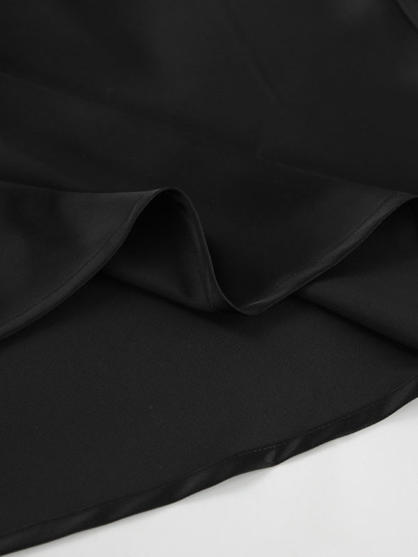 Blue Zone Planet | Elegant high-waisted satin satin long skirt BLUE ZONE PLANET