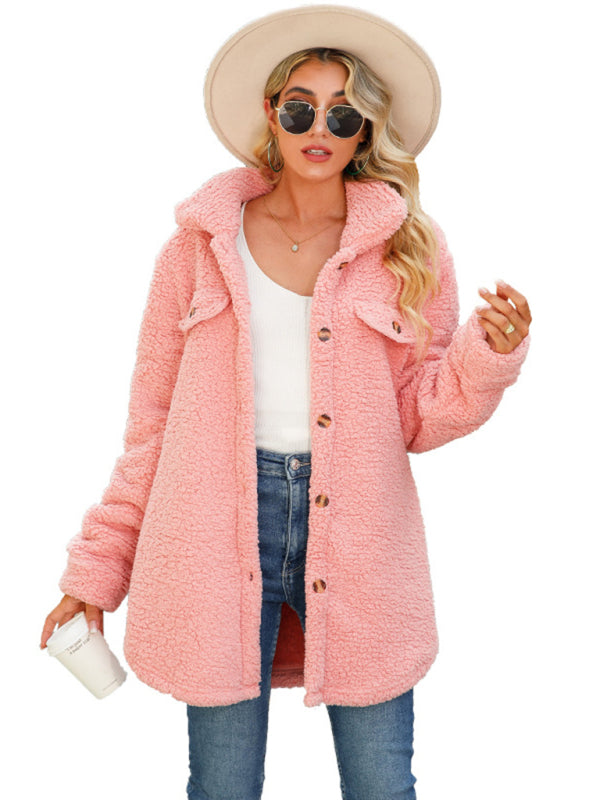 Lapel Long Sleeve Loose Buttoned Long Jacket kakaclo