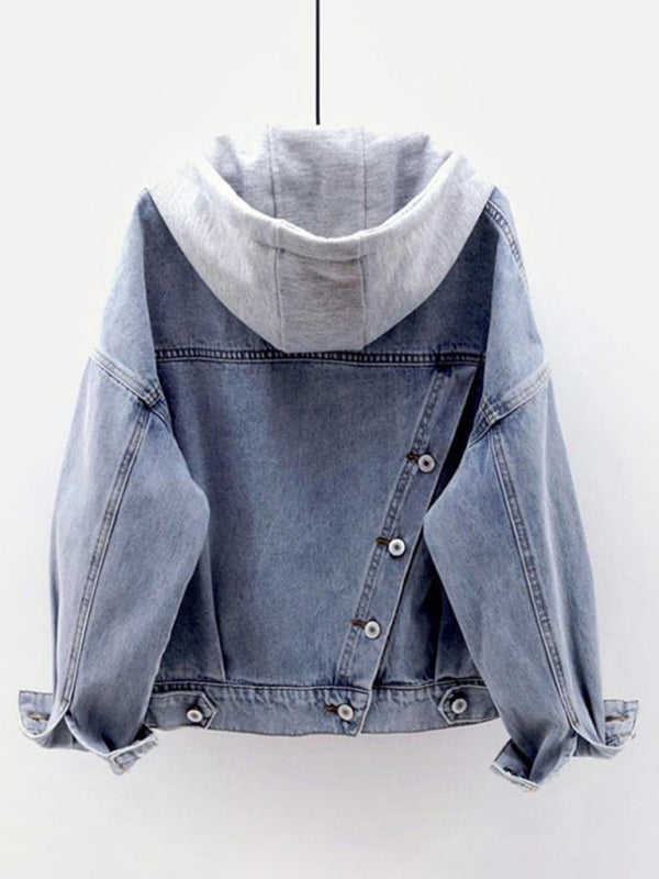 hooded large pocket denim jacket kakaclo