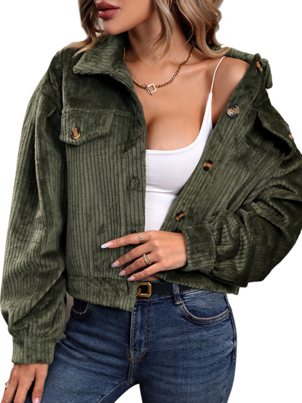Solid Color Plush Casual Short Jacket kakaclo