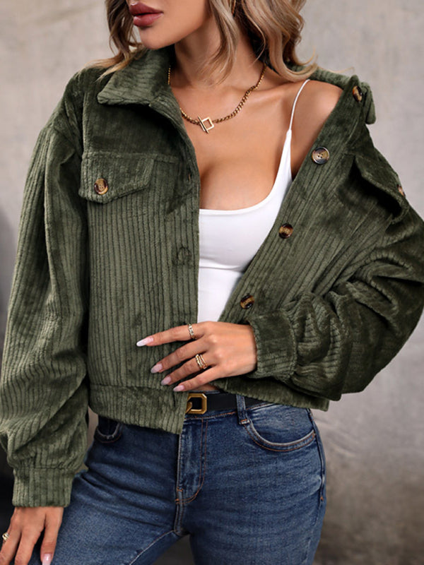Solid Color Plush Casual Short Jacket kakaclo