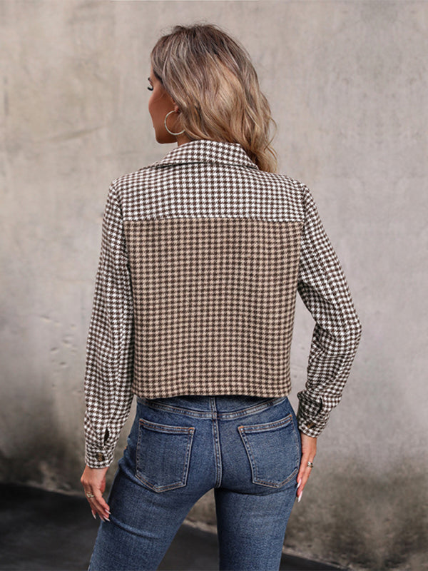 Blue Zone Planet | Long sleeve houndstooth short jacket BLUE ZONE PLANET