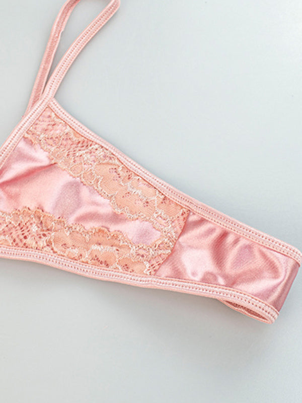 Blue Zone Planet |  New sexy lingerie four-piece set, high-end sexy lingerie set, bra garter belt, thong legs kakaclo