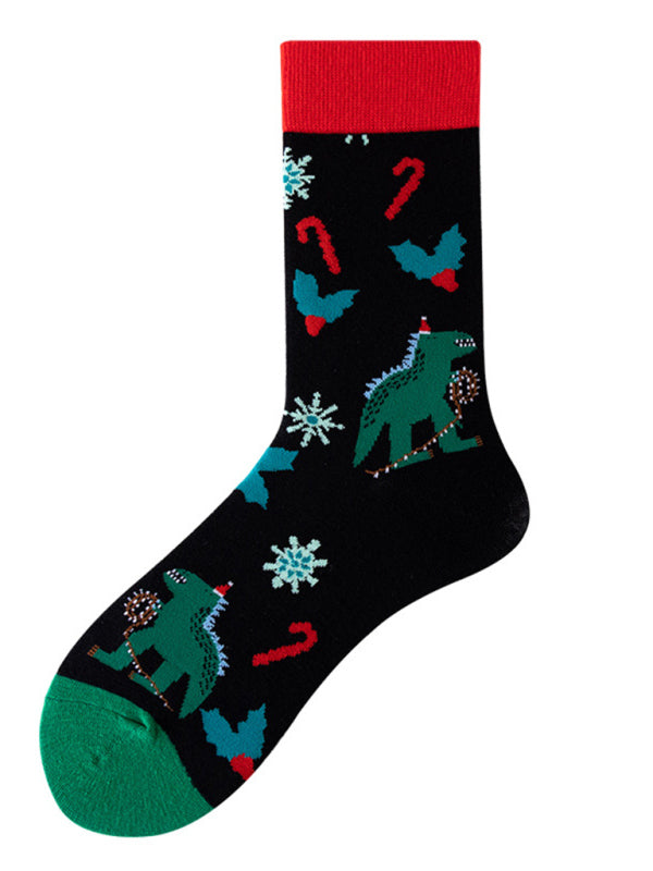 Blue Zone Planet |  New mid-calf socks with Christmas fun patterns (a variety of colors to choose from) kakaclo