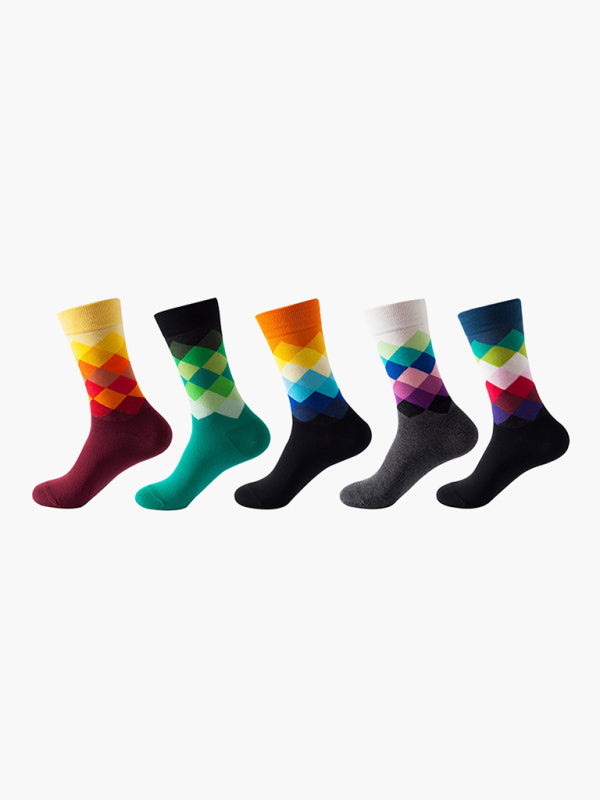 Blue Zone Planet | New basketball Christmas fun pattern mid-calf socks (a variety of colors to choose from) 5 pairs kakaclo