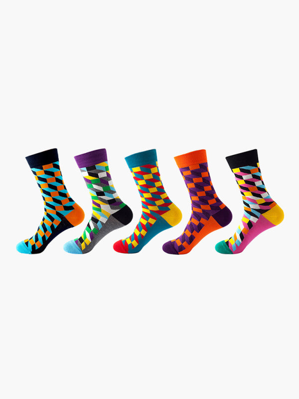 Blue Zone Planet | New basketball Christmas fun pattern mid-calf socks (a variety of colors to choose from) 5 pairs kakaclo