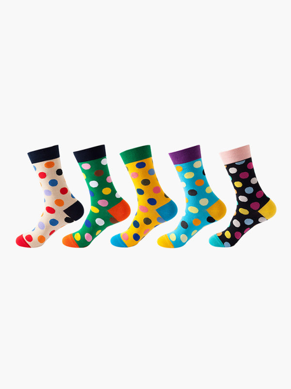 Blue Zone Planet | New basketball Christmas fun pattern mid-calf socks (a variety of colors to choose from) 5 pairs kakaclo
