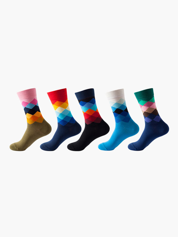 Blue Zone Planet | New basketball Christmas fun pattern mid-calf socks (a variety of colors to choose from) 5 pairs kakaclo
