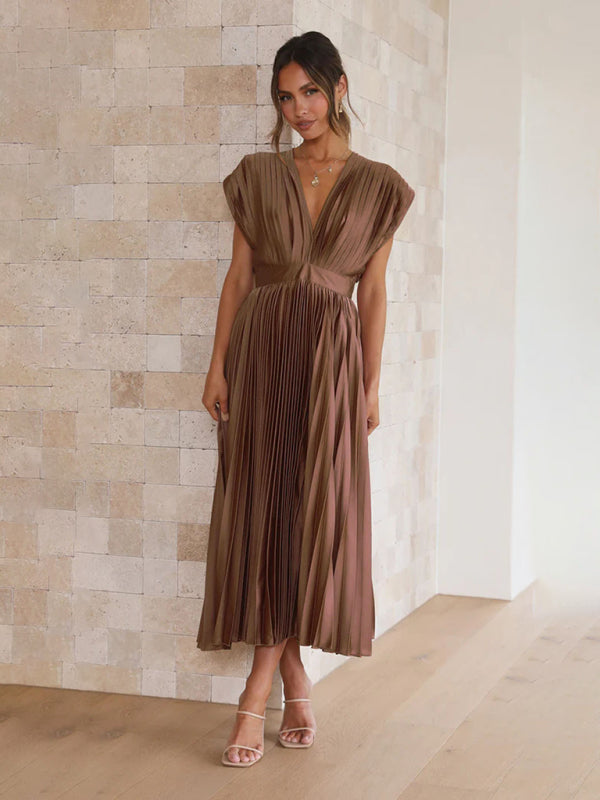 pleated loose zipper sleeveless dress BLUE ZONE PLANET