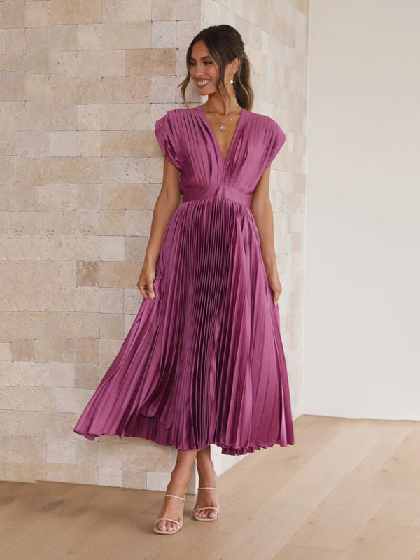 pleated loose zipper sleeveless dress BLUE ZONE PLANET