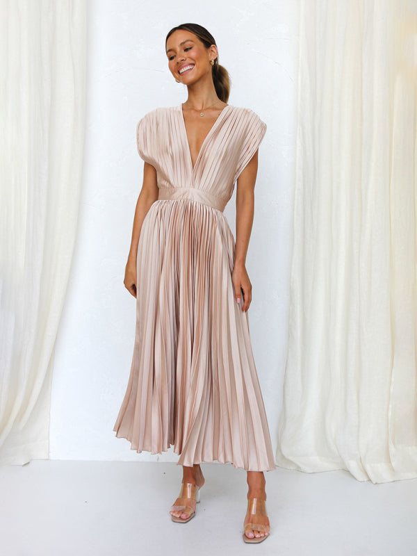 pleated loose zipper sleeveless dress BLUE ZONE PLANET